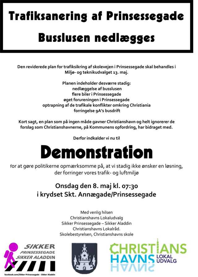 DEMO ONSDAG MORGEN I PRINSESSEGADE